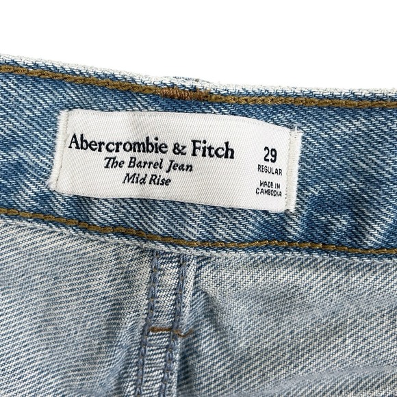 Abercrombie & Fitch Jeans Womens 29 (ACTUAL 31x27) Blue Barrel Relaxed Leg Ankle - Picture 7 of 15